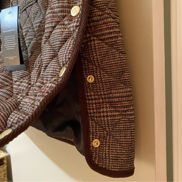 Corduroy-Trim Glen Plaid Quilted Snap Front Jacket - Ralph Lauren - Picture 11 of 14